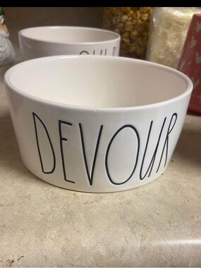 RAE DUNN White 'DEVOUR' Ceramic Serving Bowl - Home Dining